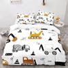 Cartoon Engineering Vehicle Childrens Duvet Cover Set Tractor Truck Quilt Cover Modern Bed Set For Boy Polyester Bedding Set