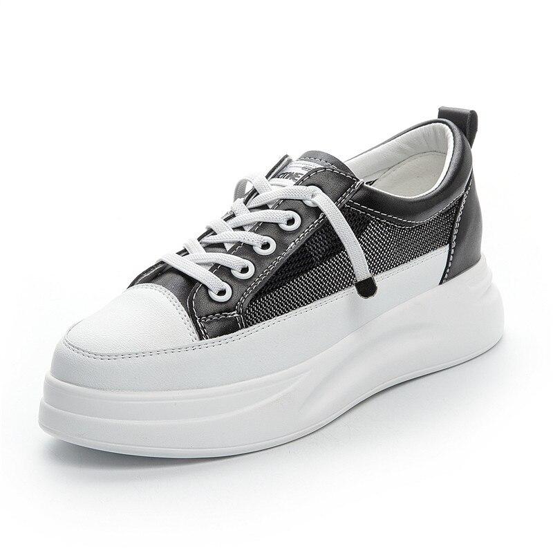 Women Casual Shoes Leather Mesh Comfortable Breathable Platform Woman Sneakers Trainers Summer Shoes St518