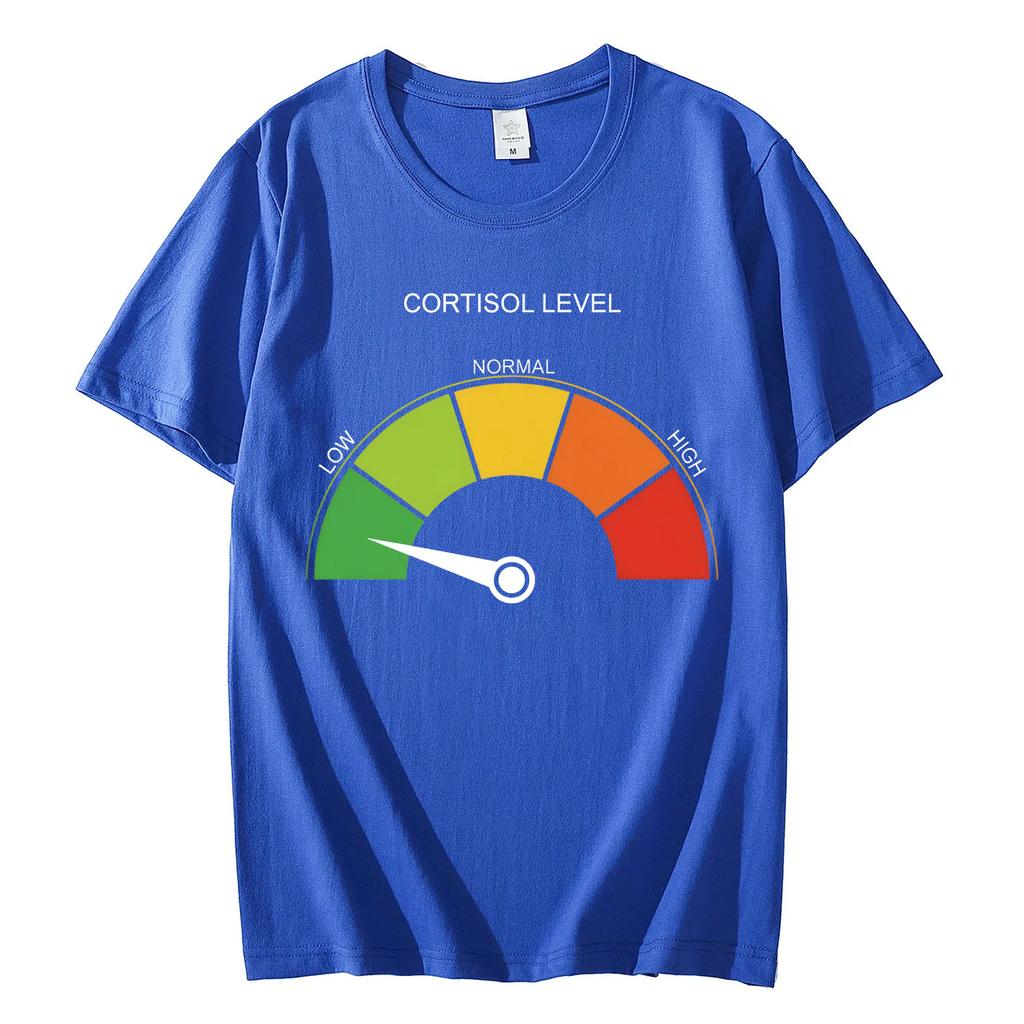 Low Cortisol Level Funny Stress Meme Tshirt High Quality Fashion Short Sleeve T Shirts Men Women Casual Loose Cotton Tshirts