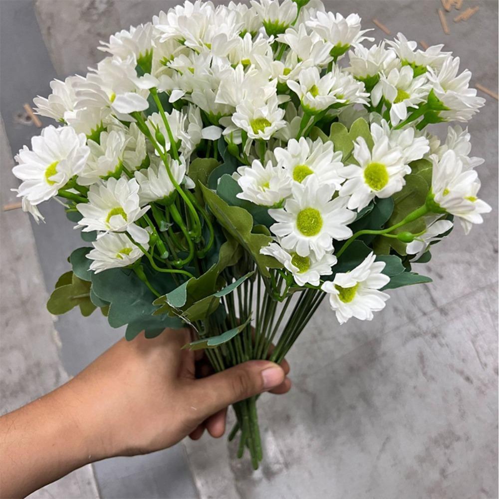 Silk Petal Artificial Outdoor Sunset Mums Flowers 21 Heads Simulated Flower for All Season