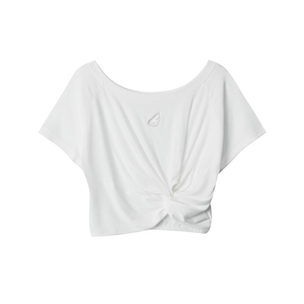 Женская укороченная футболка HeyHenry с узлом и открытыми плечами - Облегающий крой, flattering летний стиль Medium белый