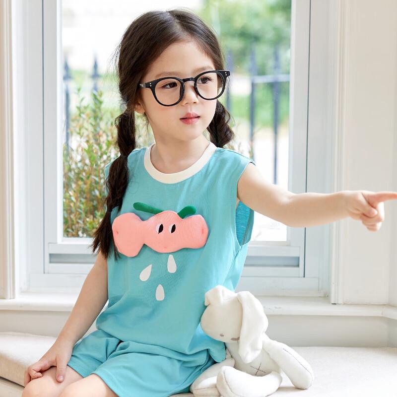 LUSON Little O Treasure Girls  Cartoon Sleeveless Two-Piece Shorts Set 100