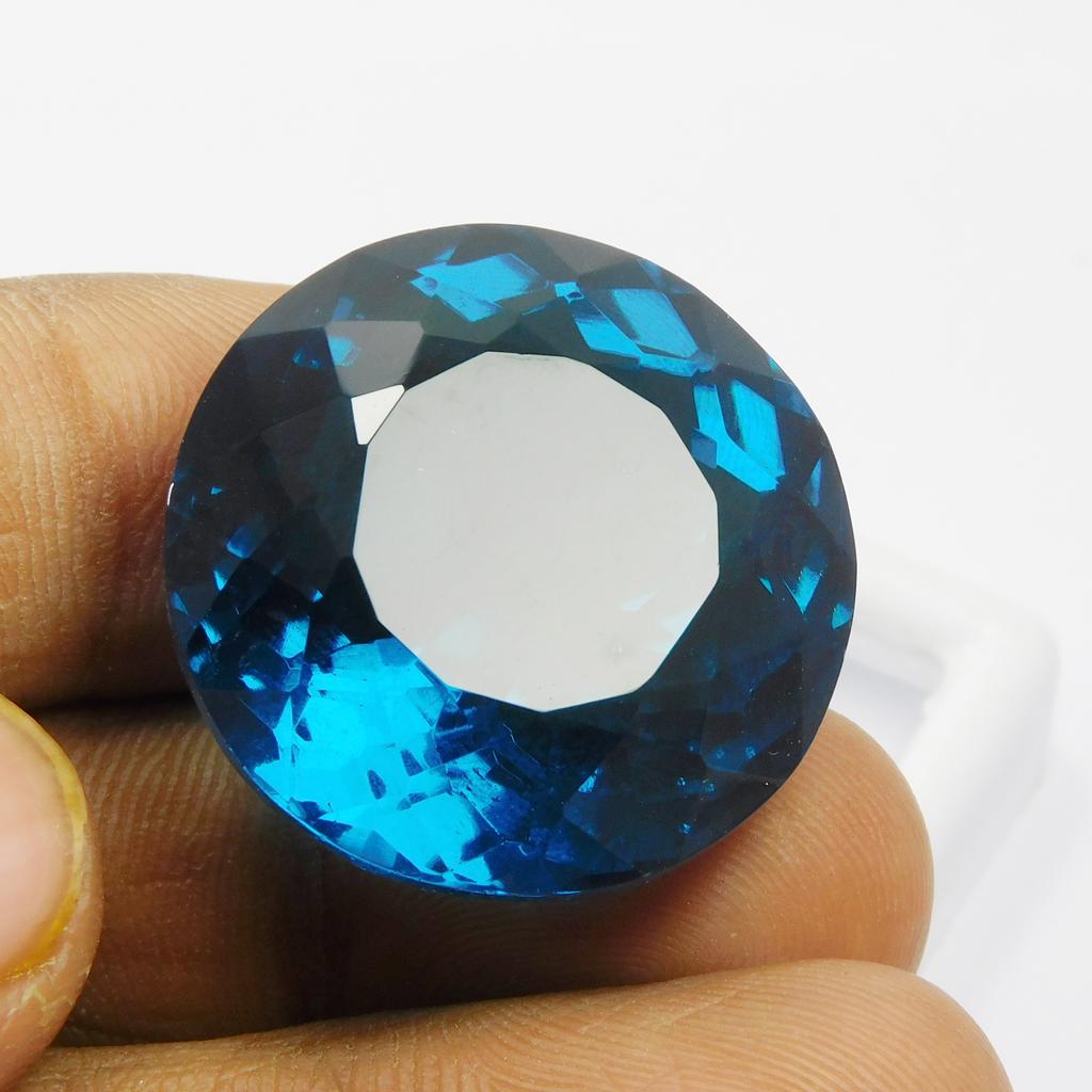 Lab-Created 55.00 Ct Loose Gemstone Blue Sapphire Round Cut Huge Size CERTIFIED M-1048-Ra