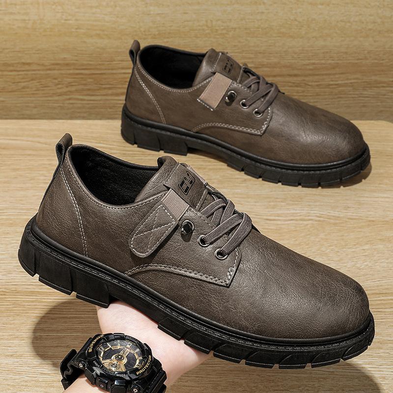 

Популярные кожаные туфли с низким верхом, ботинки Martin, мужская обувь, повседневная британская обувь для активного отдыха, новые маленькие кожаные туфли, деловая повседневная мужская обувь 44 хаки