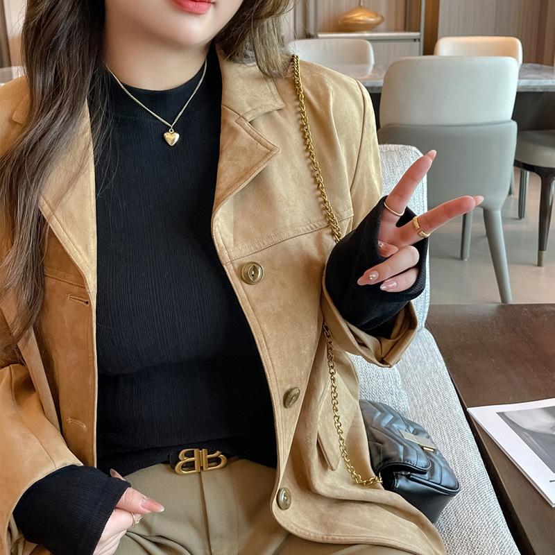 

Осенне-зимняя рубашка с короткими рукавами и воротником-стойкой, с начесом, с длинными рукавами, для женщин, закрывающая живот, со средним воротником, которую можно носить на улице 3XL