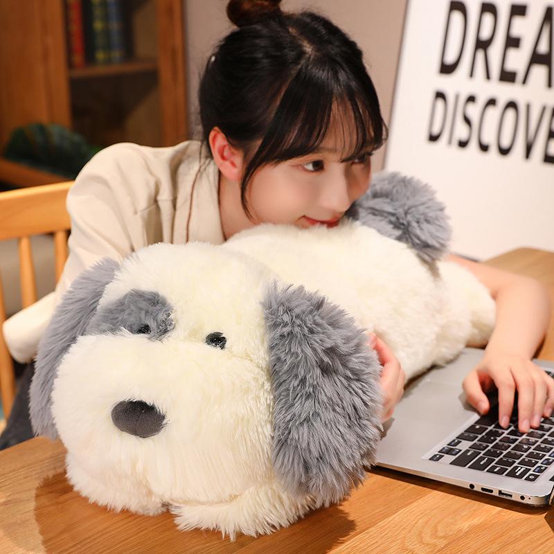 New Soft Lying Fluffy Dog Plush Toys Stuffed Animal Sleep Cushion Pillow Dolls For Children Baby Birthday Xmas Gifts
