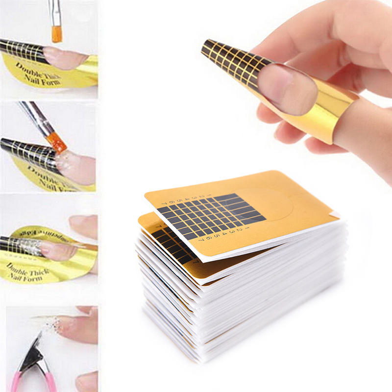 100Pcs Nail Art Tips Extension Forms Guide French Diy Tool Acrylic Uv Gel,
