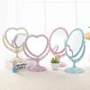 Heart Shaped Makeup Mirror Vintage Rotatable Plastic Makeup Dresser Mirror