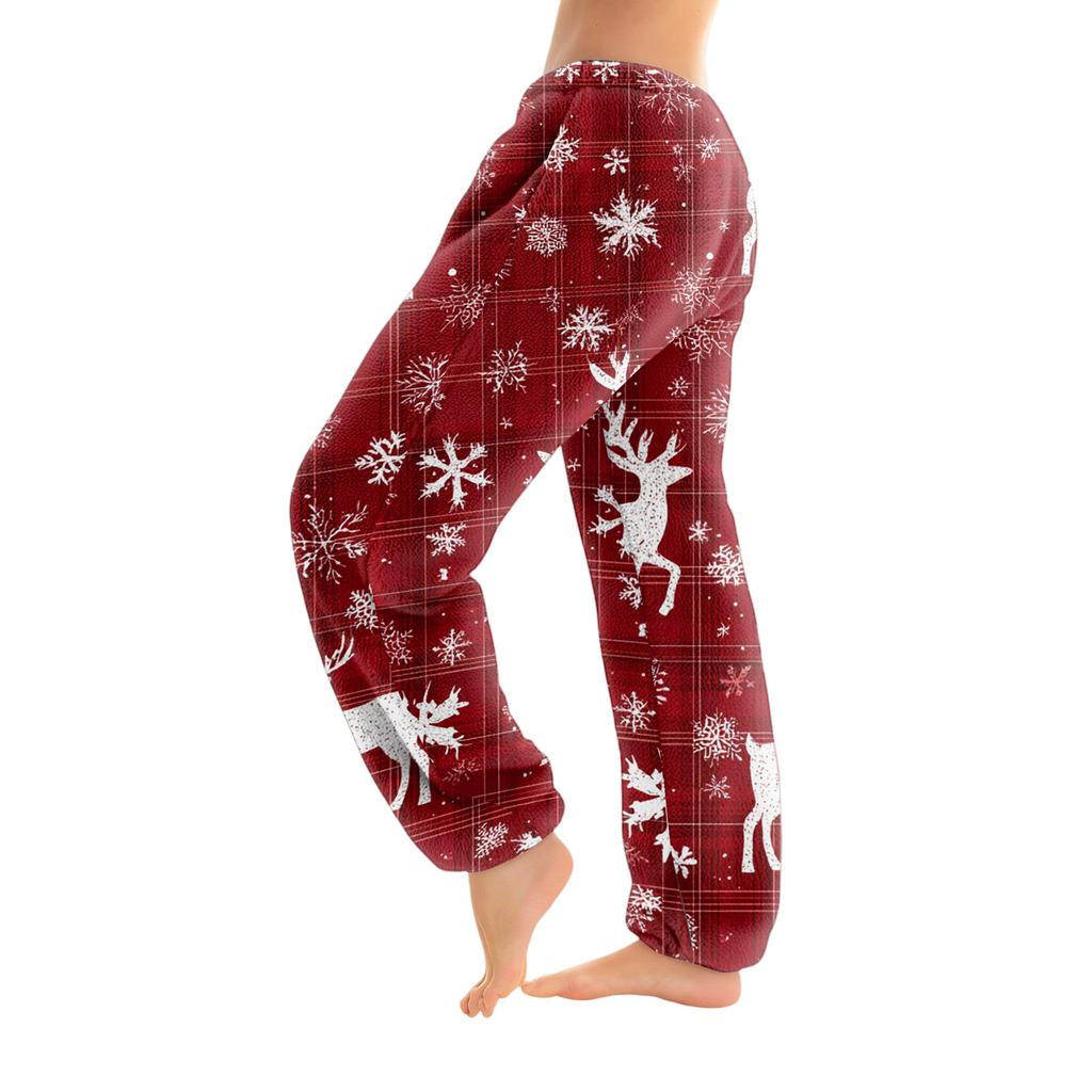 Women's Solid Color Trousers With Cuffs Casual Pants And Pajama Pants