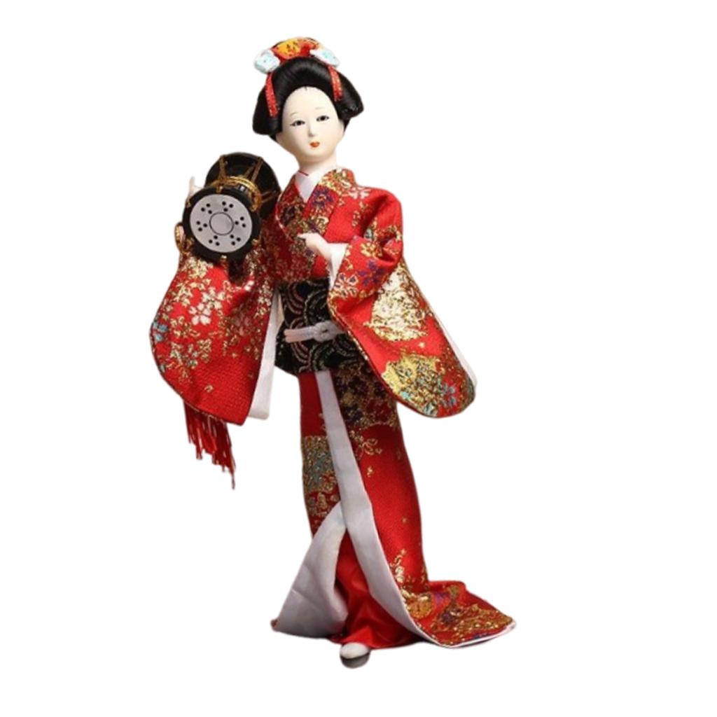 Handcrafts Geisha Kimono Dolls Tabletop Display Figurine Ornament for Japanese Themed Restaurants or Home Decors Gift