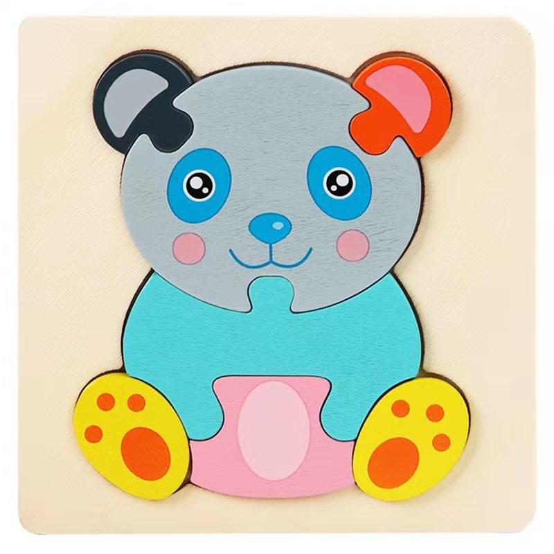 Wooden Children'S Early Education Enlightenment Diagram Type Cognitive Color Discrimination Exercise Hand-Eye Coordination Puzzle Cartoon Toy Puzzle