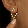 Retro Minimalist Geometric Square Detachable Triangles Stud Earrings for Women Jewelry Accessories Party Gifts
