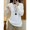 Heavy pure cotton bottoming shirt women's spring simple loose long-sleeved T-shirt with casual basic white top