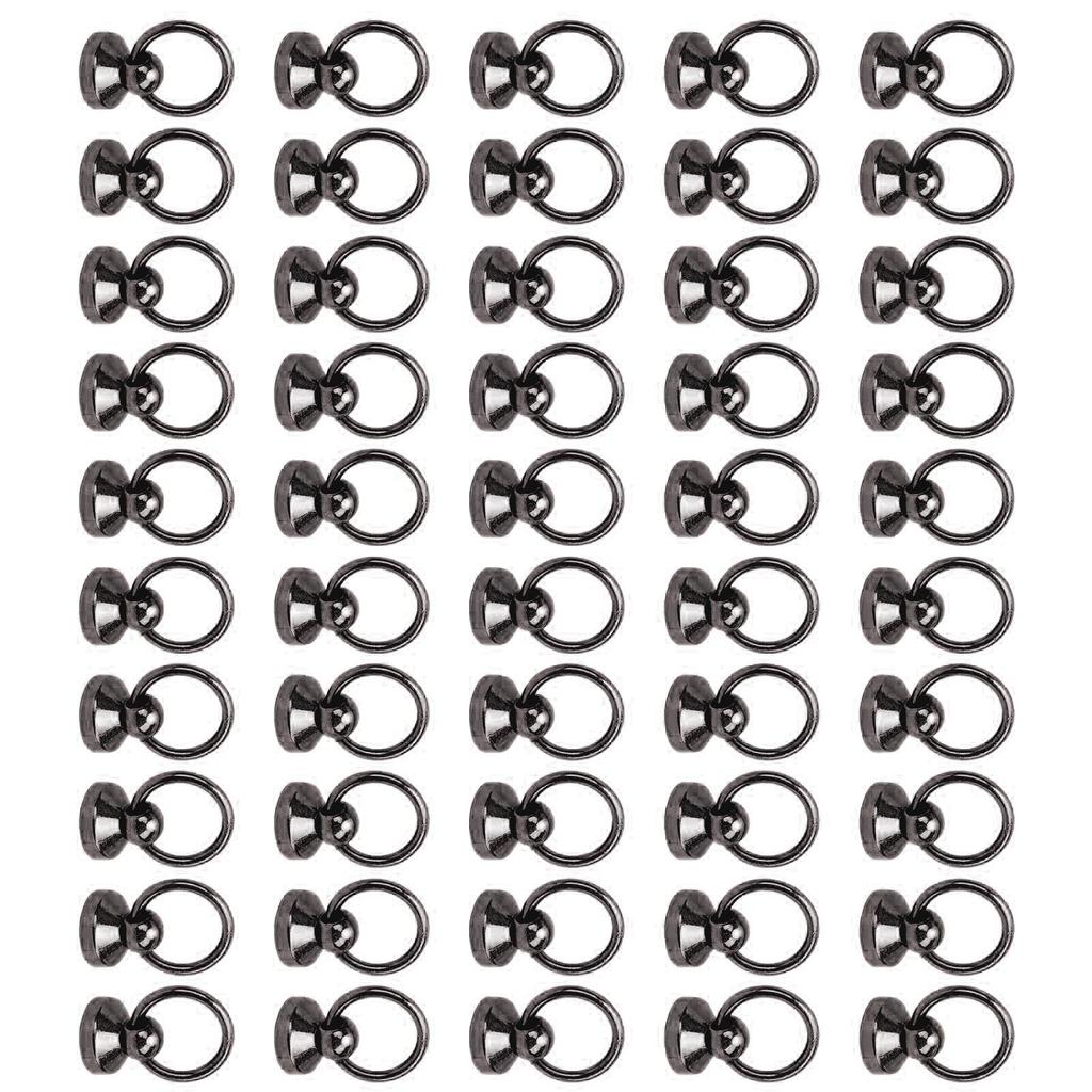 50 Sets Pull Ring Rivet 10x9mm Zinc Alloy Screwback Round Head Rivets with 5.5mm Iron Screws for Phone Case Belt Bag