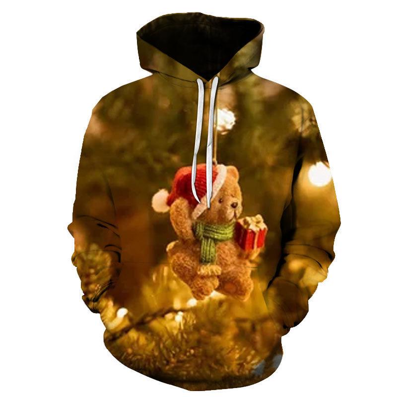 

2024 Новая весна осень новая рождественская толстовка с капюшоном 3D цифровой принт повседневный мужской пуловер свитшот XL