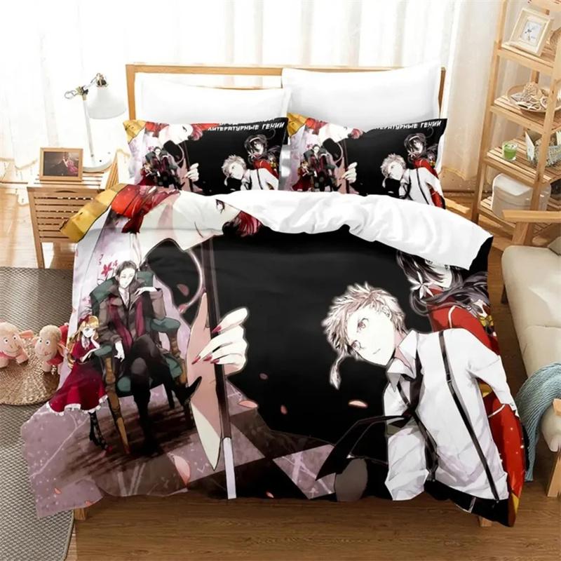 Anime Dazai Bungo Stray Dogs Bedding Set Boys Girls Twin Queen Size Duvet Cover Pillowcase Bed Kids Adult Home Textileextile