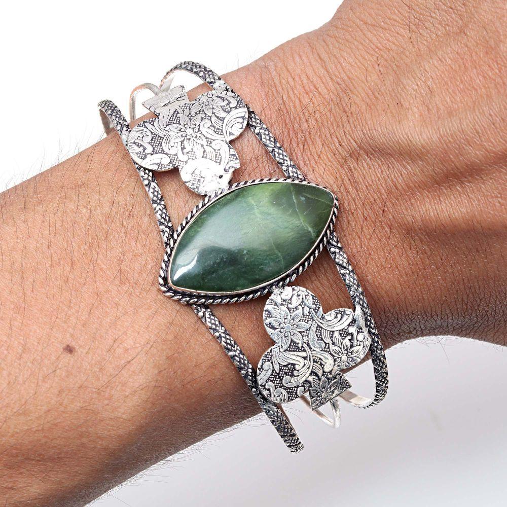 Vassolite Gemstone Handmade Silver Jewelry Cuff Bracelets 7''Adjustable