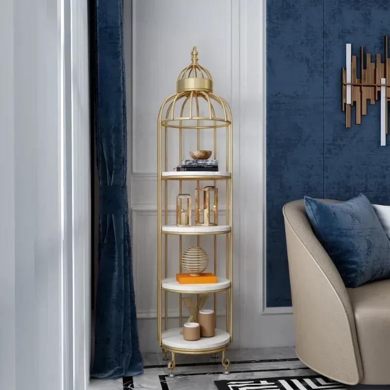 Nordic Bird Cage Flower Rack Living Room Shelf Corner Floor Multilayer Storage Cosmetics Shop Window Display Furniture