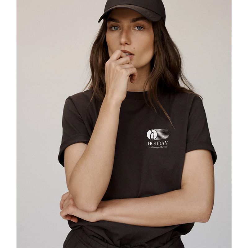 American vintage Sports Style Blazer Tennis Letter Print Cotton Loose Short sleeve T-shirt Women's Top