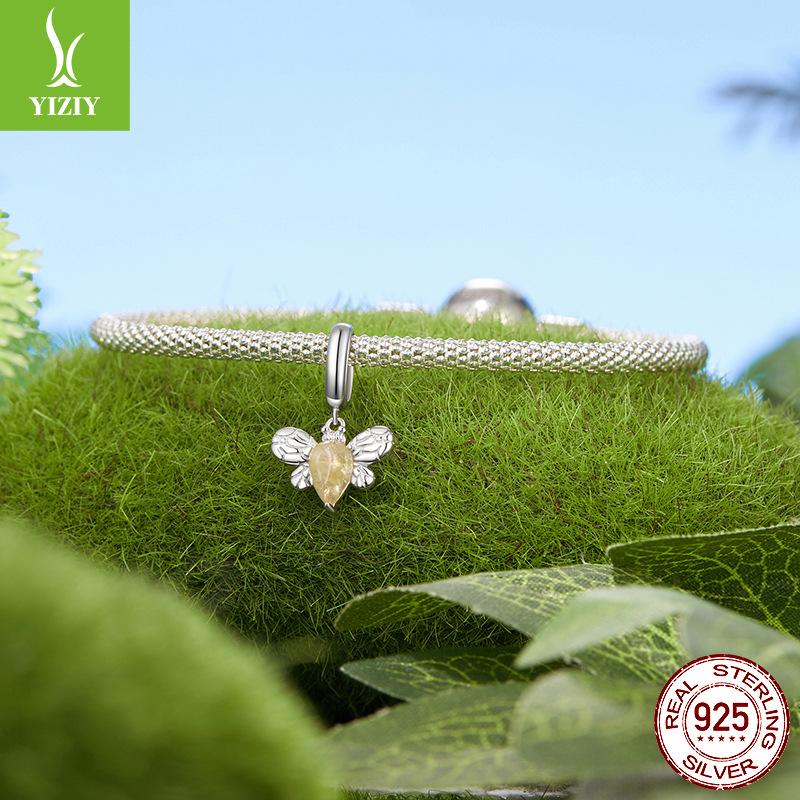 Design S925 Sterling Silver Platinum Plated Bee Pendant Diy Bracelet Jewelry Accessories