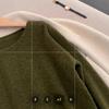 Women's Retro Avocado Green Knit Pullover Sweater - Loose Fit, Ideal for Autumn/Winter Layering