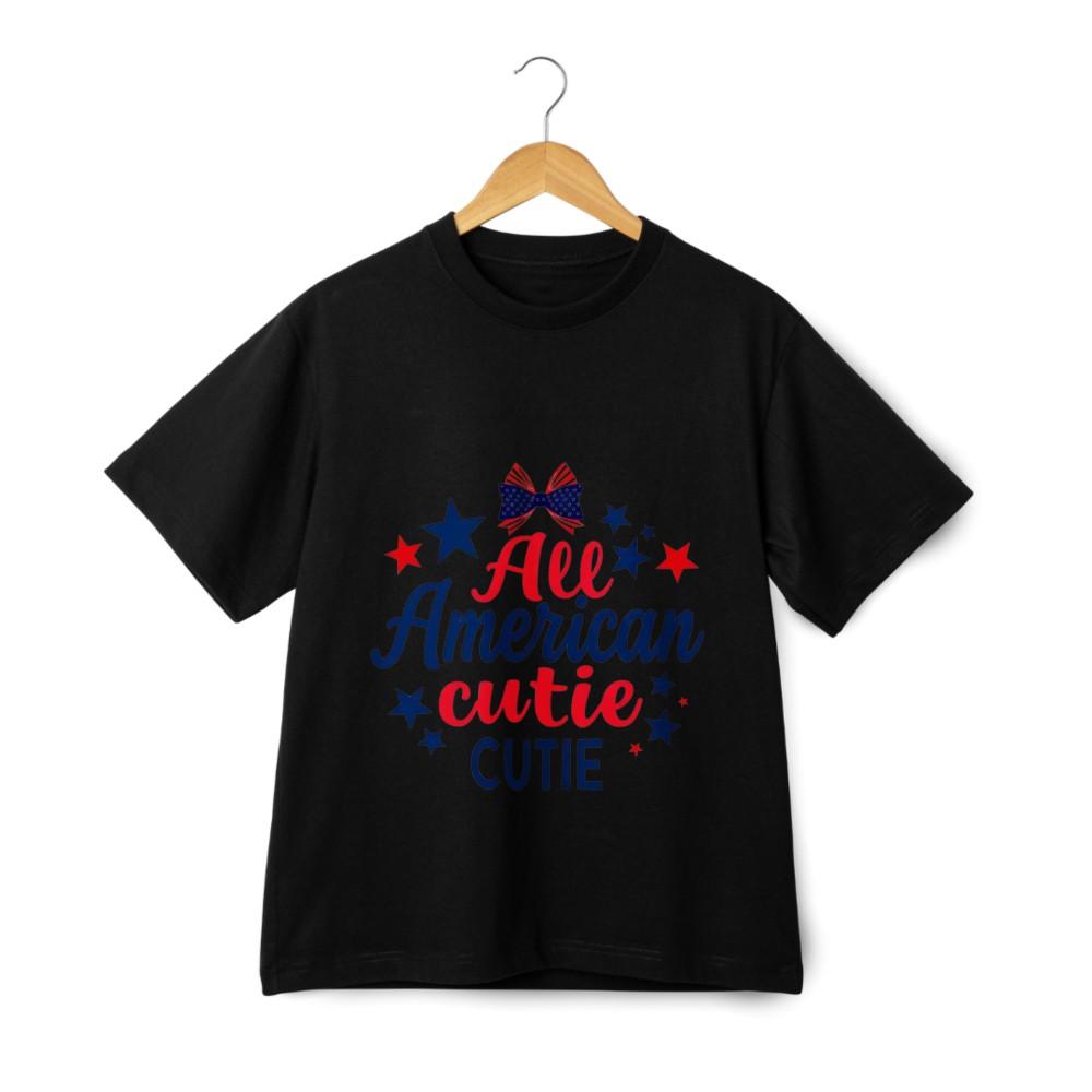 

All American Cutie Patriotic Graphic T-shirt Country Casual Streetwear Tee M
