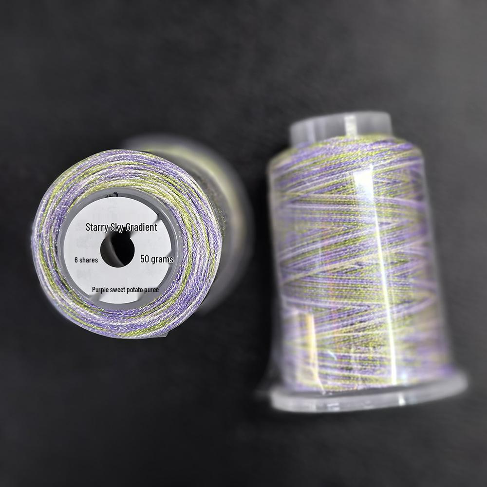 Starry Sky Gradient Yarn: 6-Strand Purple Illusion Tassel for DIY Bracelet & Handmade Weaving Accessories.