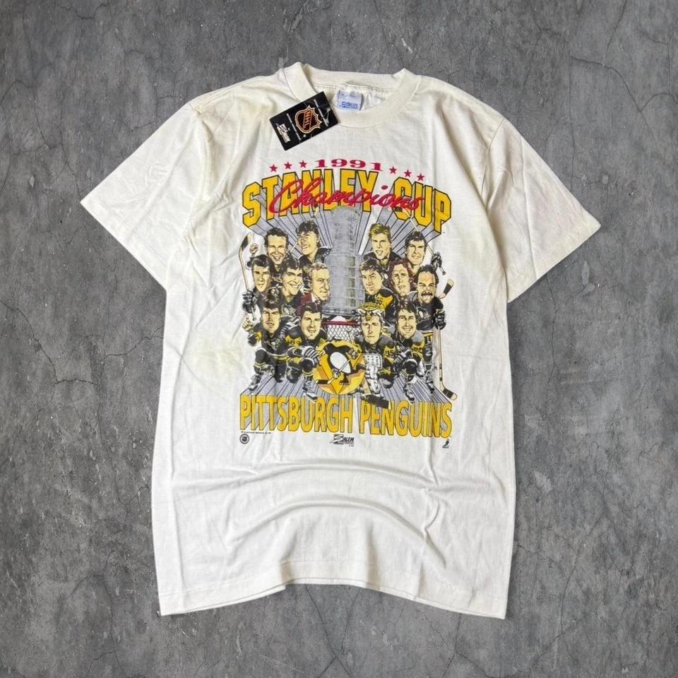 Vtg NWT 1991 Salem NHL Pittsburgh Penguins Caricature Hockey Shirt Sz M L