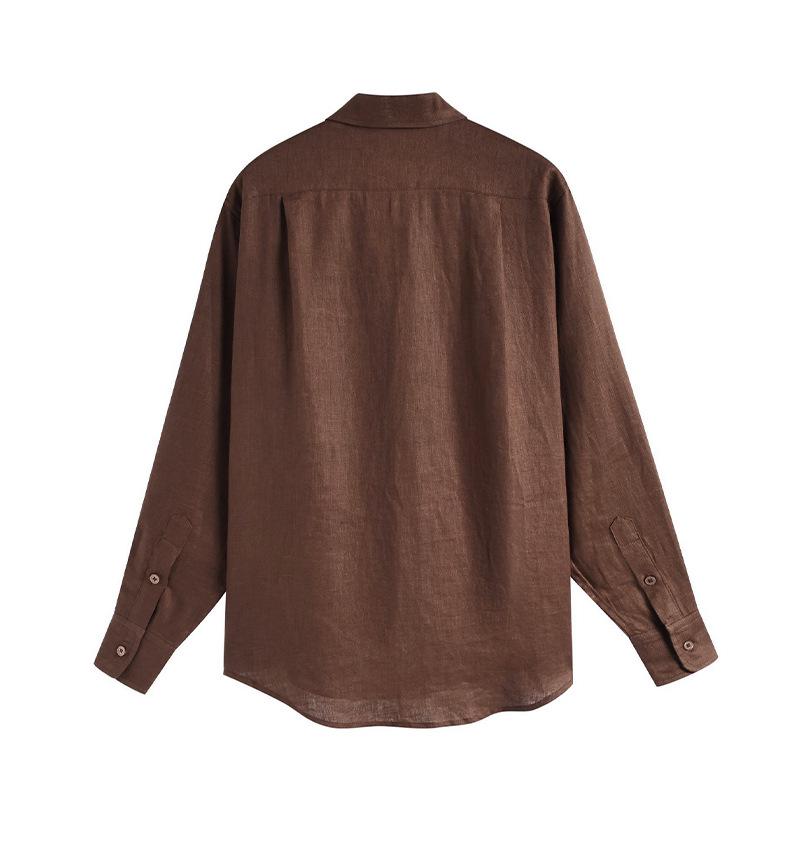 Women's 2025 Fall/Winter Long Sleeve Linen Shirt - Elegant Commuter Layering Top