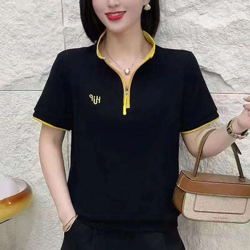 

Elegant Summer Slimming Women s Casual Short-Sleeve T-Shirt XL [for 105-120 jin] чорний