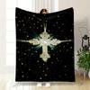 Glowing Cross Starry Blanket Printed Blanket for Living Room Bed Couch Lunch Break Soft Cozy Blanket for Friend's Festival Gift