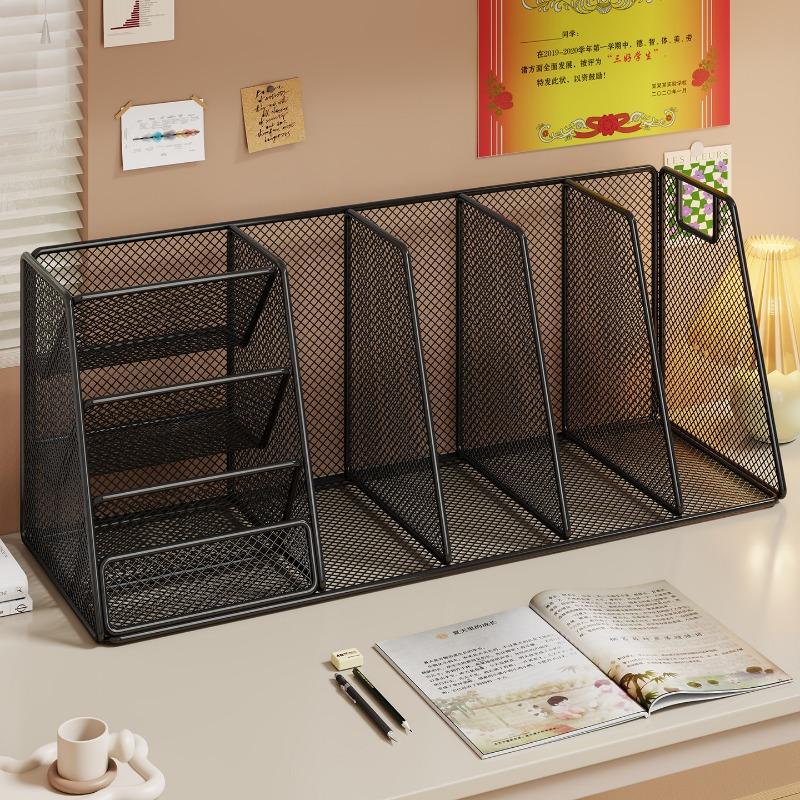 Large Capacity Desktop Bookshelf Office Desk Storage Organizer For Office Stationery