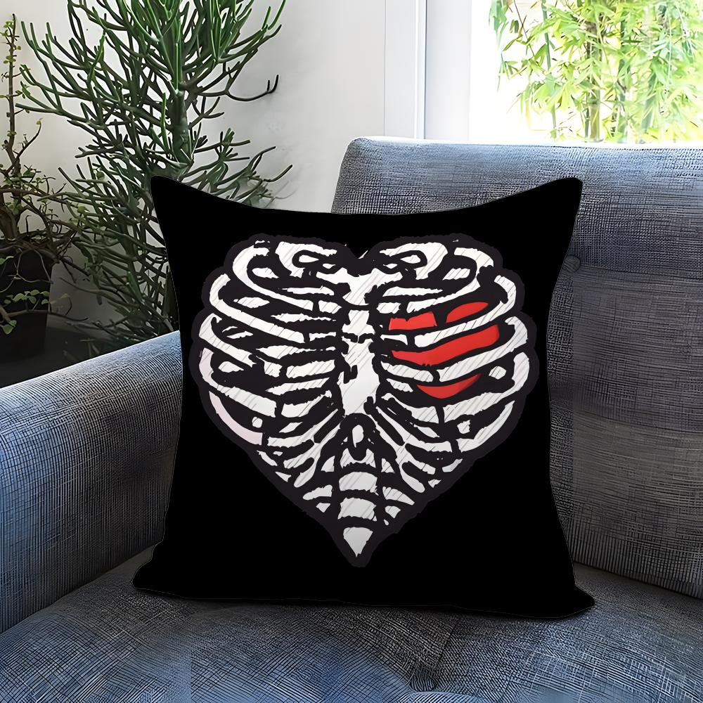 Fashion SSkull Heartes Cushion Cover Comfortable Reversible Pillow Cover Ideal for Car Sofa Bedroom  Beyond
