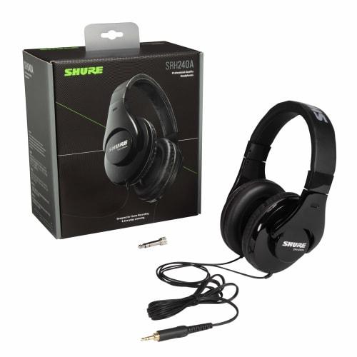 Shure Pro-Quality Headphones / SRH240A-BK-A Black: Closed-Back, Home Recording, DJing [2-Year Manufacturer's Warranty]