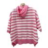 Women's New Hooded Drawstring Knit Sweatshirt Loose Long Sleeve Striped Pullover Sweater