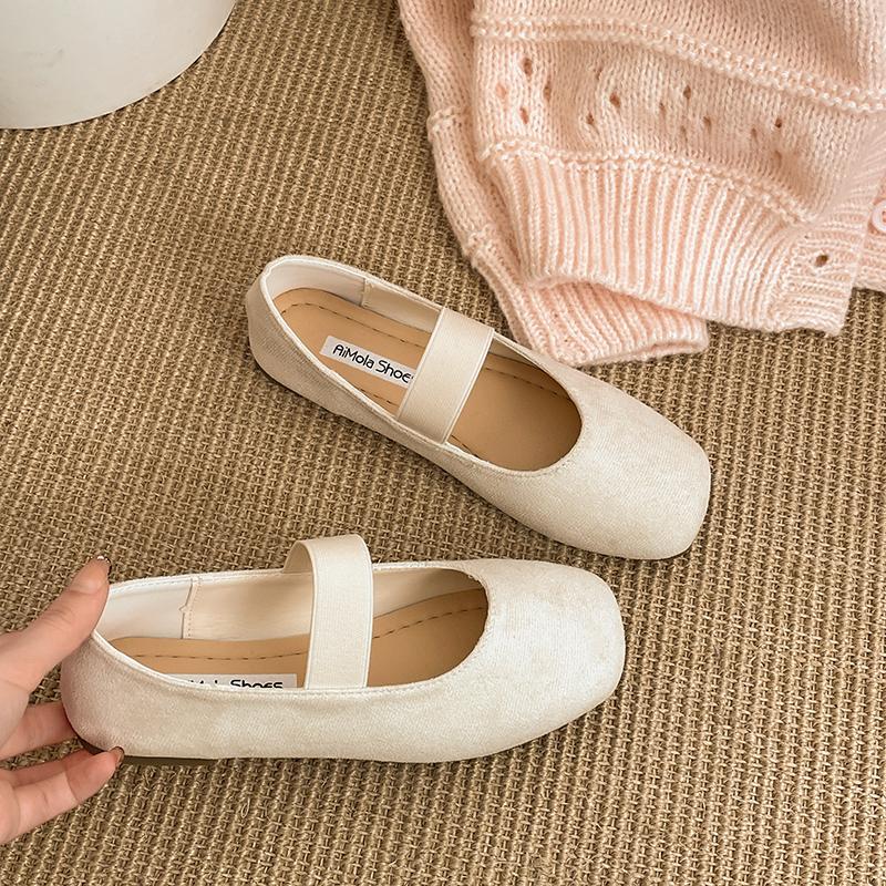 Spring New Women Flats Round Toe Shallow Elastic Band Ladies Casual Ballet Shoes Eelgant Dress Shoes