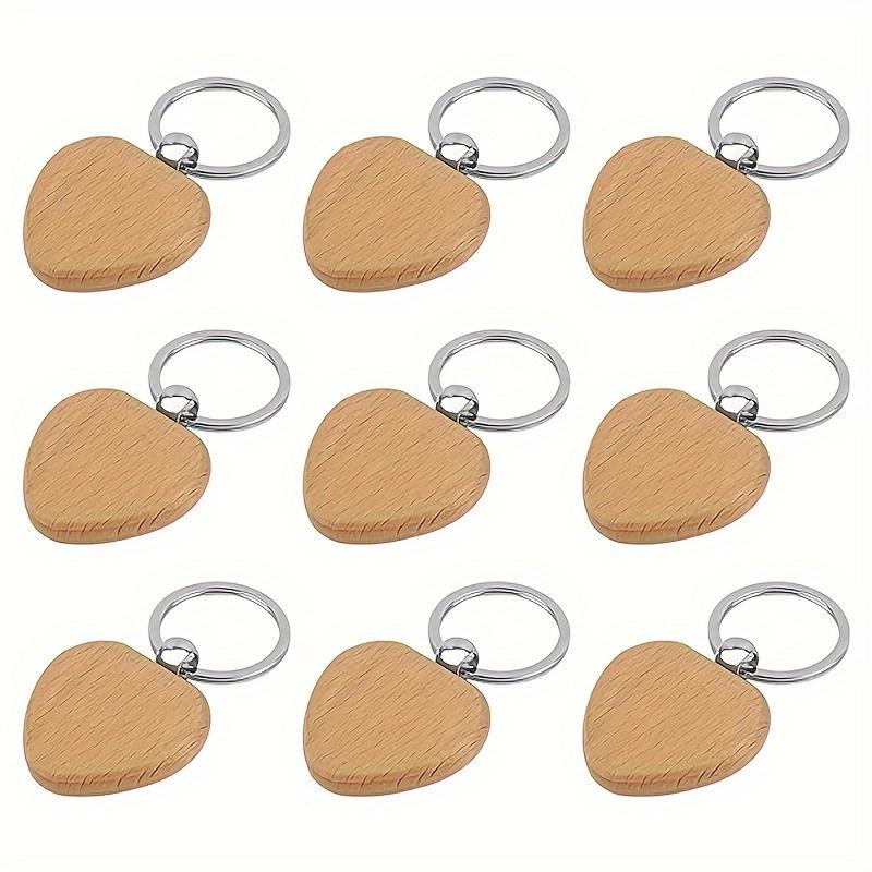 Wooden Keychain Blanks with Ring Buckle, Assorted Wood Key Tags for DIY Engraving, Crafts, Valentine'S Day Gift, Ladies Key Ring Set