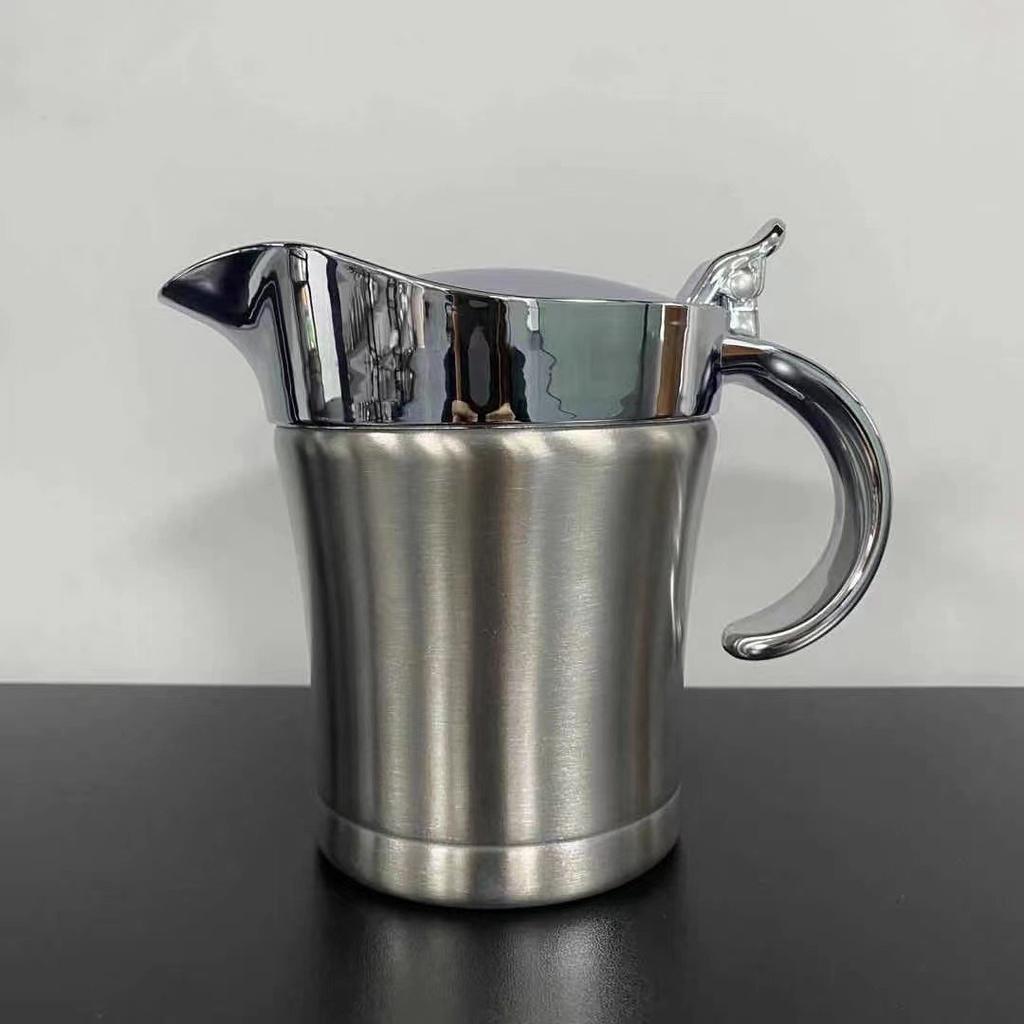 Gravy Pitcher Double Layer Stainless Steel Gravy Boat Double Insulated Sauce Container Spill Proof Insulated Gravy Pitcher
