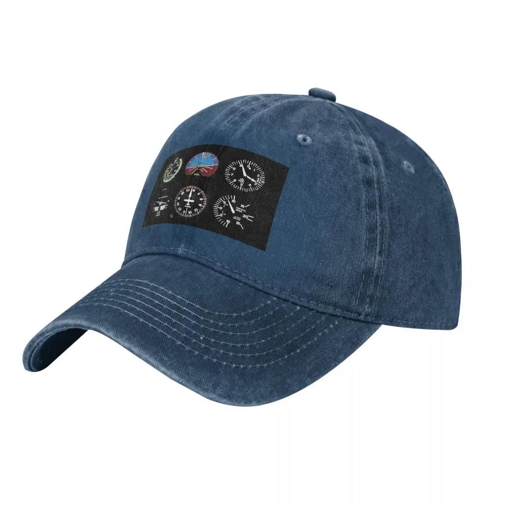 Cockpit Six Dials Flight Simulator Pilot Baseball Caps Fashion Washed Denim Hats Casquette Streetwear Baseball Cowboy Hat