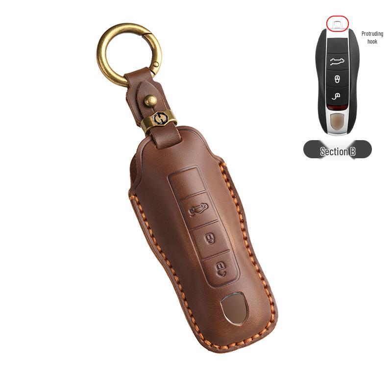 Hochwertiges Echtleder Schlüsseletui für Porsche: Passt für Panamera, Macan, Cayenne, 718, 911, Taycan