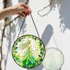 2D Flat Stained Glass Green Genie Window Decoration, 6.3/7.87inches Colored Glass Plate with Chain, Charming Indoor/Outdoor Spring Summer Sun Catcher