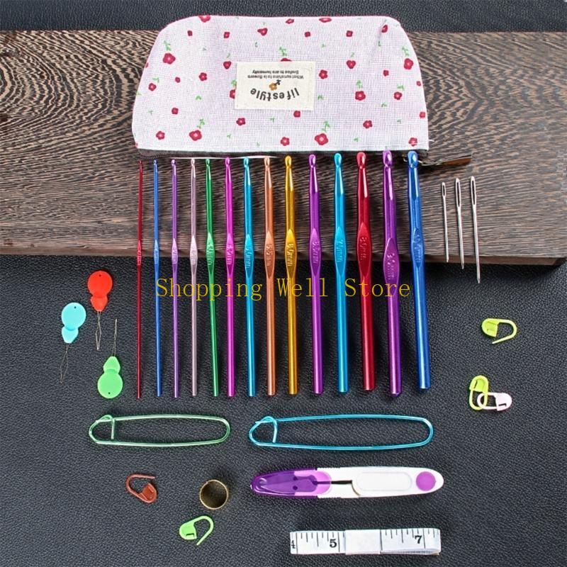 KX4B Aluminum Alloy Crochet Hooks Kits for Beginner Adult, Ergonomic Grip Crochet Needle with Smooth Tip Crochet Hooks Sets China Mainland