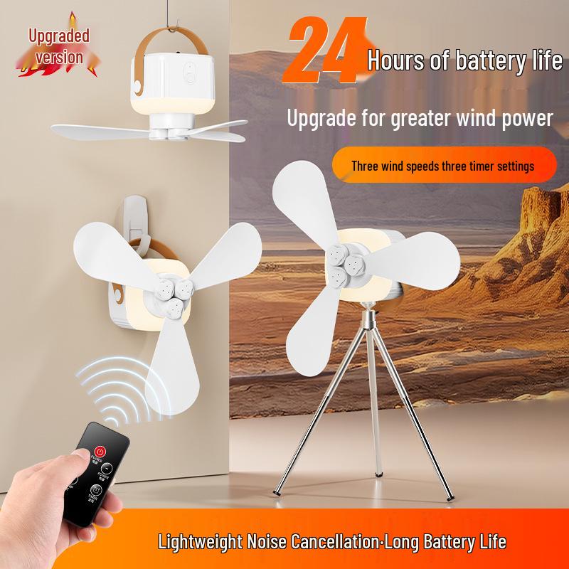 Portable Multi-Functional Ceiling Fan: Rechargeable & Remote-Controlled, Ideal for Camping & Wall/Desktop Mounting