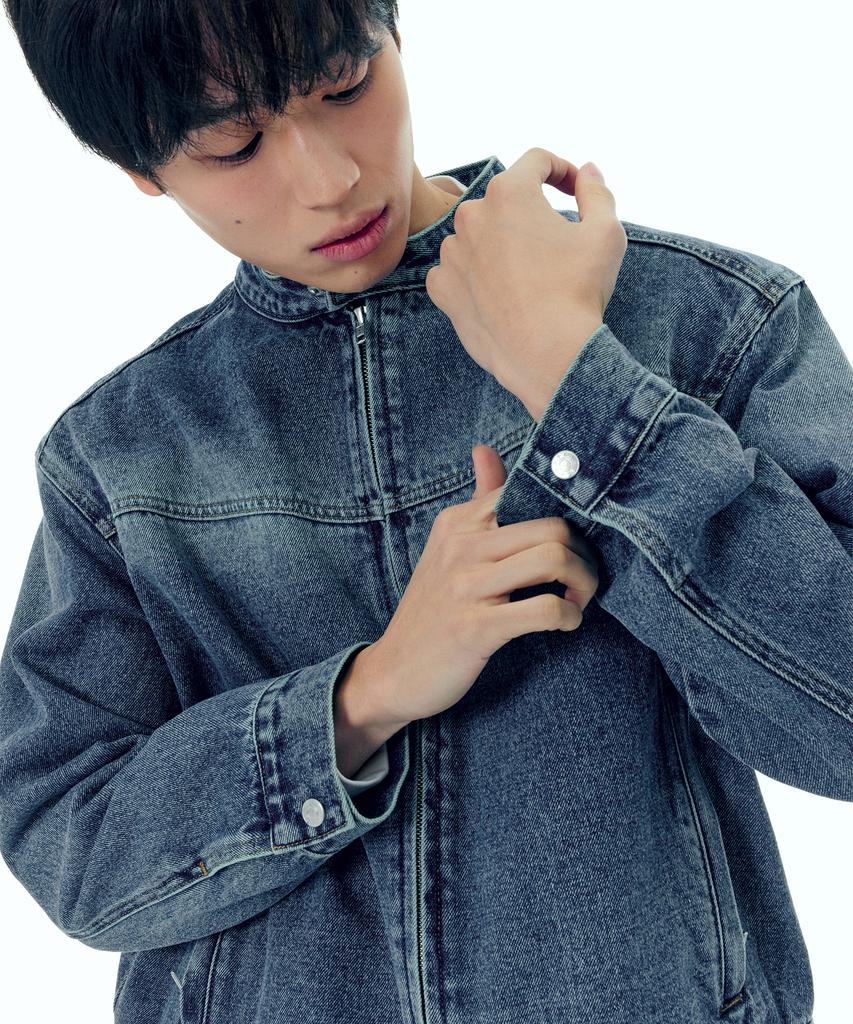 Plac Biker Denim Jacket Mid Blue