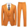 Men's Three-Piece Suit Set with One-Button, Double Vents, and Elastic Waist