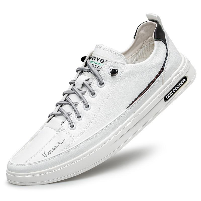 Men s White Board Shoes: Breathable Korean-Style Trendy Leather Outdoor Walking Sneakers Size 42 белый