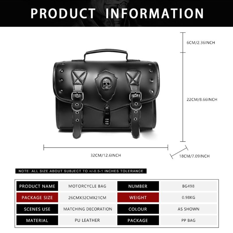 Motorcycle Tool Bag Travel Luggage Storage Bag Punk Style PU Side Bag Over Saddles Bags Motorbike Retro Style Saddlebag