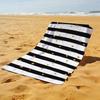 2D Flat - 1pc Black and White Striped with Golden Dots Beach Towel | Soft, Skin-Friendly, Non-Shedding, Easy to Clean, Durable