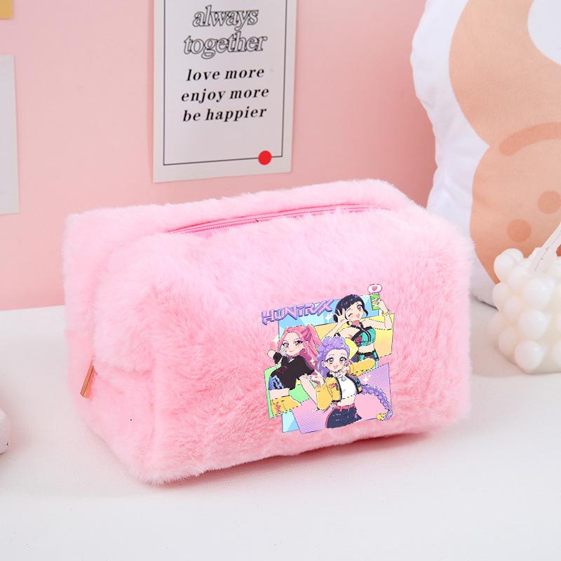 Kpop Demon Hunter Girls Women Plushes Cosmetic Bag New Makeup Bags Ladies Travel Organization Pouch Pink Pencil Case Gift
