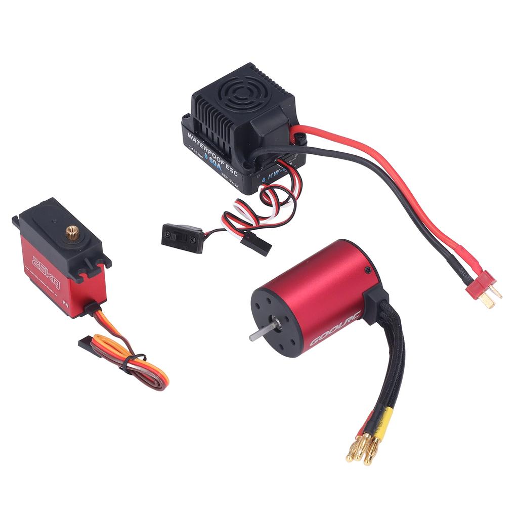 S3650 5200KV Brushless Motor Kit with 60A ESC 25KG Metal Steering Gear for 1 10 1 8 RC Car